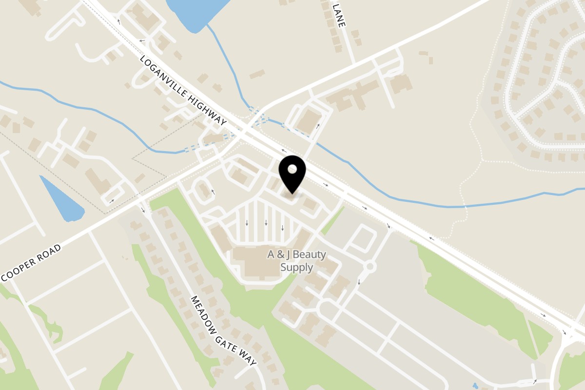 Map showing the location of Coach's Corner Tavern & Table on 2715 Loganville Hwy SW Ste 720 in Loganville
